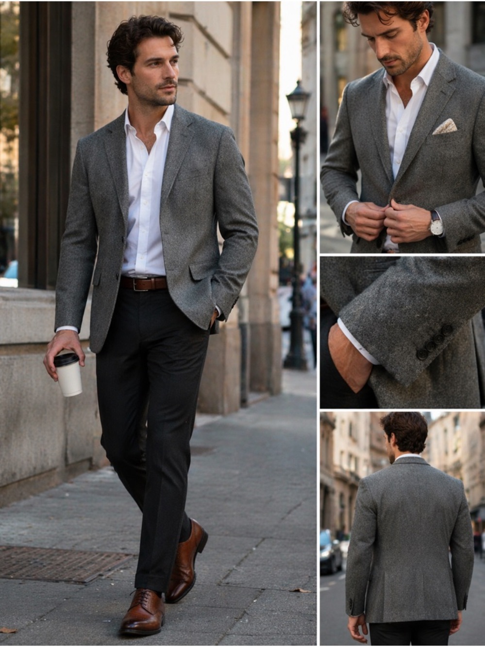 J.CREW Men's Gray Classic Wool Blend 2 Button Blazer 46R